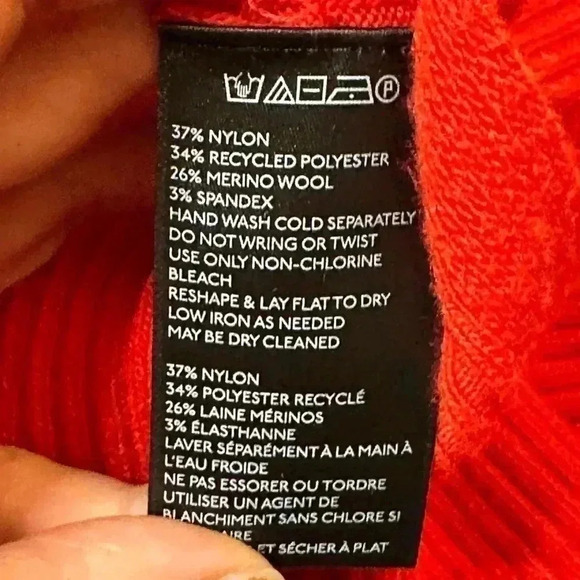 Anthropologie ett:twa Sweater Ribbed Red Merino Wool V-Neck XS - Picture 7 of 7